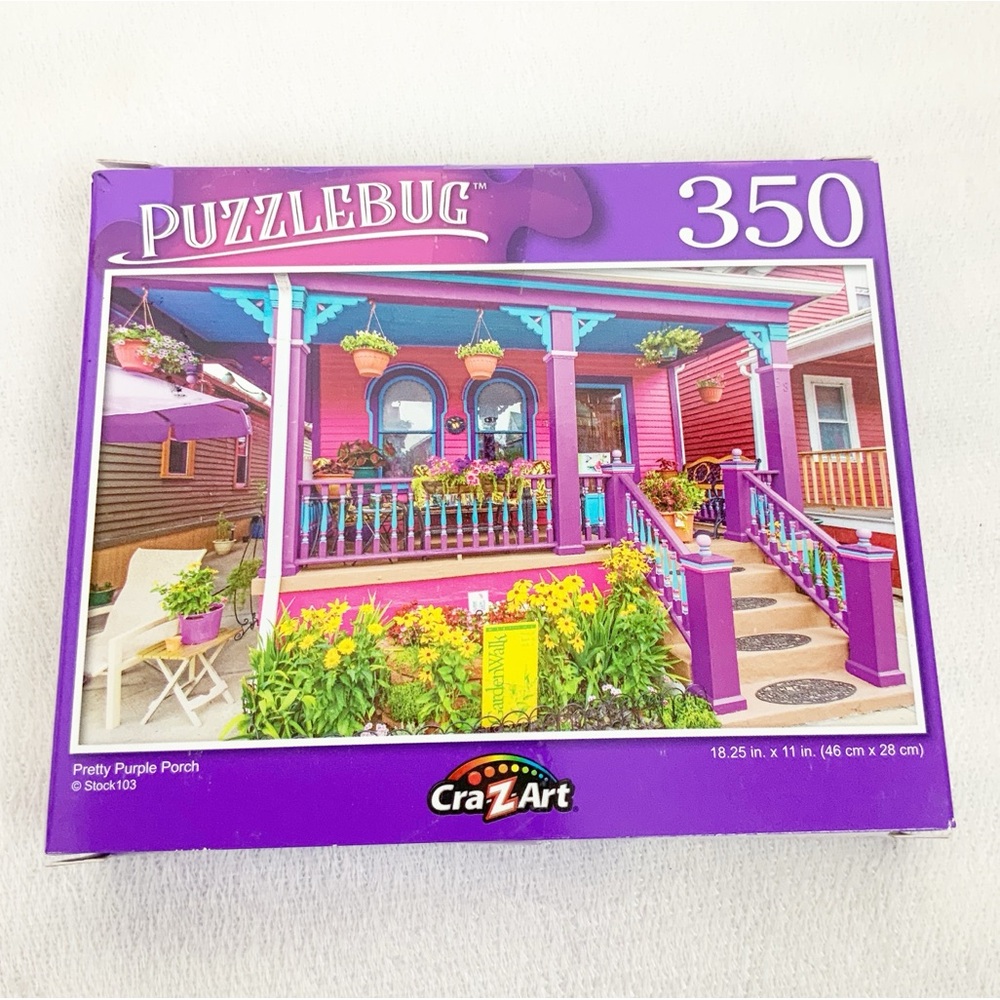 Cra-Z-Art Puzzlebug 350 Piece Jigsaw Puzzle Pretty Purple Porch 18x11